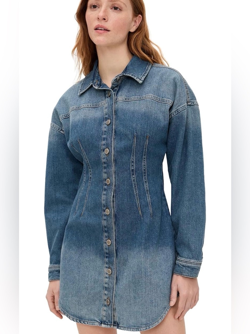 GOOD AMERICAN long sleeve shaped denim dress